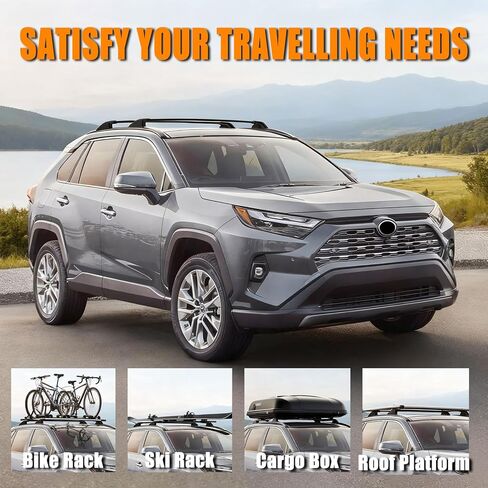Zorik Lockable 260LBS Roof Rack Cross Bars for Toyota RAV4 2019-2025 Accessories (with Flush Side Rails), Aluminum Anti-Theft Crossbars, Not for Adventure/TRD/Woodland/2022+LE, Low Wind Noise in Saudi Arabia