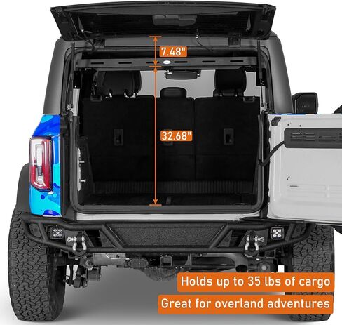 رف سلة البضائع العلوي من Hooke Road Bronco لـ 2021-2026 Ford Bronco 4 أبواب صلبة (باستثناء Bronco Sport)، منصة رف صينية تخزين حامل الأمتعة الداخلية in Kuwait