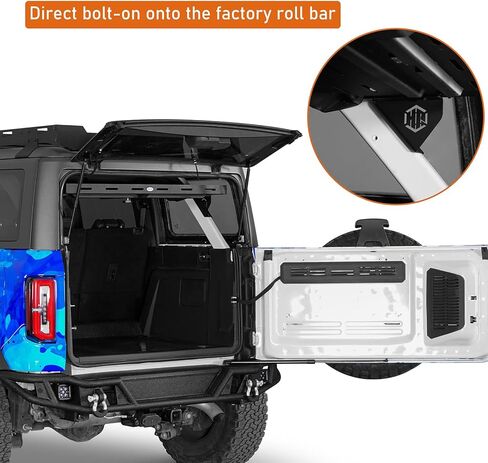 رف سلة البضائع العلوي من Hooke Road Bronco لـ 2021-2026 Ford Bronco 4 أبواب صلبة (باستثناء Bronco Sport)، منصة رف صينية تخزين حامل الأمتعة الداخلية in Kuwait