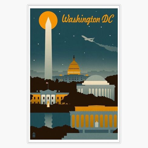 Washington Dc Retro Poster Sticker Bumper Sticker Vinyl Decal 5" in Kuwait