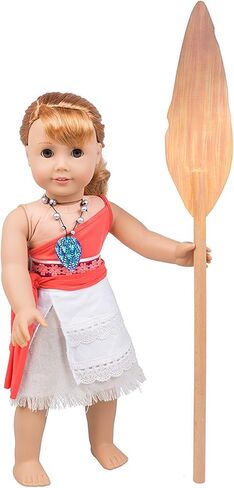 5pc Moana Inspired Princess 18" Doll Outfit w Necklace- American Clothes & Accessories Set Includes Paddle, Top, Skirt, Necklace & Scarf- Perfect Girl Gift Set for Less in Kuwait
