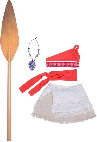 5pc Moana Inspired Princess 18" Doll Outfit w Necklace- American Clothes & Accessories Set Includes Paddle, Top, Skirt, Necklace & Scarf- Perfect Girl Gift Set for Less in Kuwait