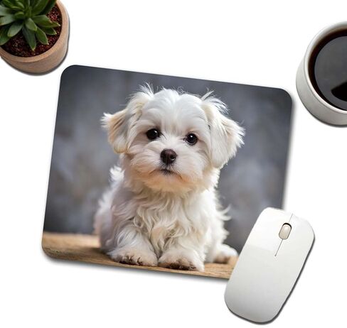 Maltese Dog Puppy Photo Low Profile Mouse Pad Mat in Kuwait
