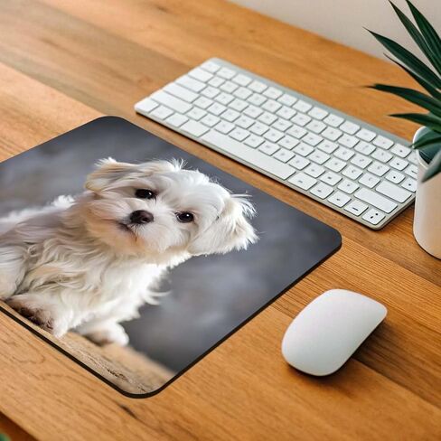 Maltese Dog Puppy Photo Low Profile Mouse Pad Mat in Kuwait