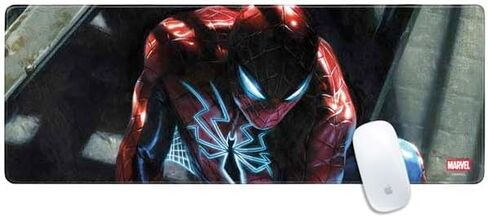 Skinit Large Gaming Mouse Pad - Officially Licensed New Suit Spiderman Design with Stitched Edges, Waterproof, Non-Slip Rubber Base, Desk Mat for Keyboard & Mouse, 31.5" x 11.8" inches in Kuwait