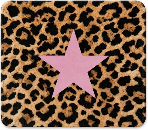 Trendy Funky Leopard Star Mouse Pad 9.5x7.9,Leopard Gifts for Women,Trendy Cheetah Pink Mouse Pad for Laptop Desk Accessories,Funky Pink Y2K Office Supplies,Coquette Preppy Desk Decor for Girls in Saudi Arabia
