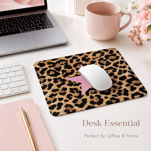 Trendy Funky Leopard Star Mouse Pad 9.5x7.9,Leopard Gifts for Women,Trendy Cheetah Pink Mouse Pad for Laptop Desk Accessories,Funky Pink Y2K Office Supplies,Coquette Preppy Desk Decor for Girls in Saudi Arabia