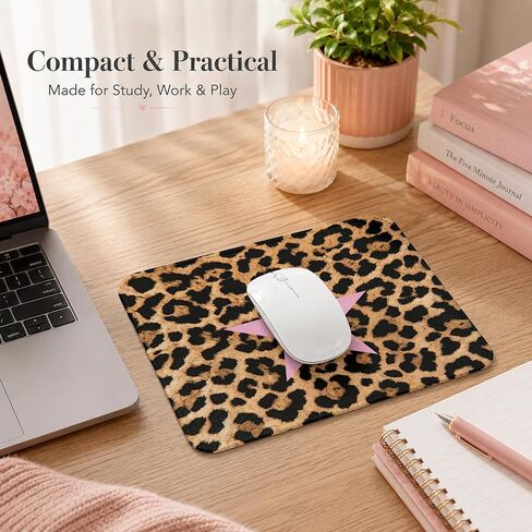 Trendy Funky Leopard Star Mouse Pad 9.5x7.9,Leopard Gifts for Women,Trendy Cheetah Pink Mouse Pad for Laptop Desk Accessories,Funky Pink Y2K Office Supplies,Coquette Preppy Desk Decor for Girls in Saudi Arabia