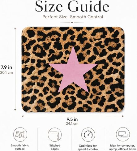 Trendy Funky Leopard Star Mouse Pad 9.5x7.9,Leopard Gifts for Women,Trendy Cheetah Pink Mouse Pad for Laptop Desk Accessories,Funky Pink Y2K Office Supplies,Coquette Preppy Desk Decor for Girls in Saudi Arabia