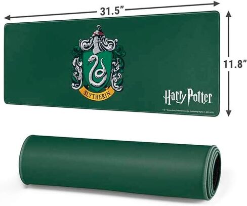 Skinit 31.5" x 11.8" Slytherin House Crest Gaming Mouse Pad, Large Extended Desk Mat, Anti-Slip Rubber Base, Smooth Low-Friction Surface, Precision Stitched Edges in Kuwait