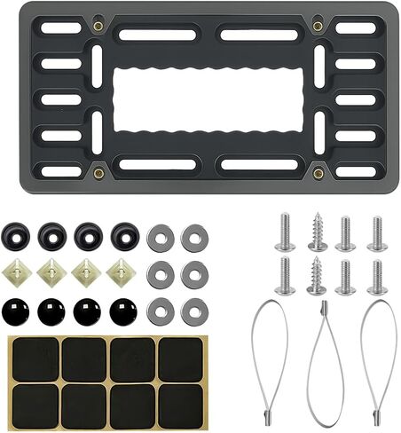 Car License Plate Bracket, Stainless Steel Vehicle Front Bumper License Plate Mounting Kit with Screw Cap Zip Ties, Automotive Tag Adapter, Universal for SUV RV Lorry (Black) in Saudi Arabia
