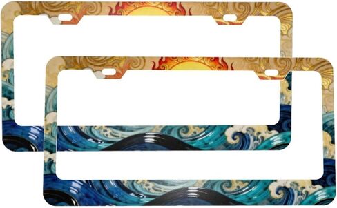 Trinidad and Tobago Flag License Plate Frame 2 Pack Aluminum License Plate Holder Car Decorative Tag Frames Universal 2 Hole Cars Decor Accessories for Women Men with Screws in Saudi Arabia
