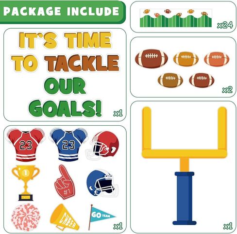 Huzobooby Fall Football Bulletin Board Decoration Set, Back to School Sport Classroom Decorations Football Name Tag Cutouts Library Wall Door Decor for Teacher(It's Time To Tackle Our Goals!) in Saudi Arabia