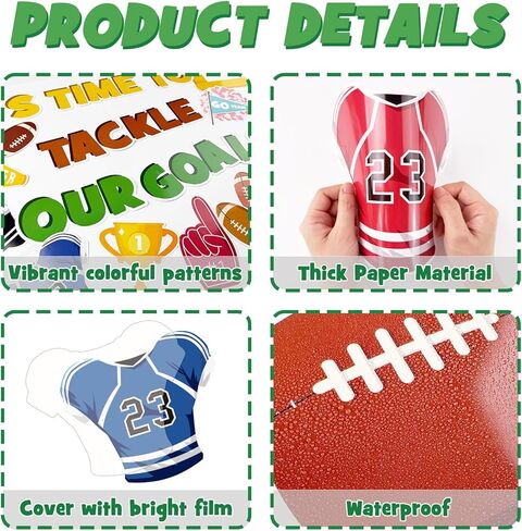 Huzobooby Fall Football Bulletin Board Decoration Set, Back to School Sport Classroom Decorations Football Name Tag Cutouts Library Wall Door Decor for Teacher(It's Time To Tackle Our Goals!) in Saudi Arabia