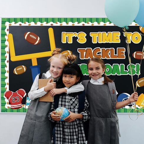 Huzobooby Fall Football Bulletin Board Decoration Set, Back to School Sport Classroom Decorations Football Name Tag Cutouts Library Wall Door Decor for Teacher(It's Time To Tackle Our Goals!) in Saudi Arabia