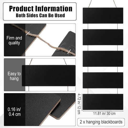 2Set Hanging Chalkboard Sign Double Sided Rustic Chalkboards Hanging Signs Chalkboard Signs Rectangle Message Memo Display with Rope Wooden Erasable Message Board for Wedding Kitchen Bar in Saudi Arabia