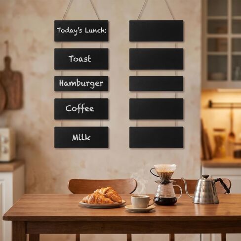2Set Hanging Chalkboard Sign Double Sided Rustic Chalkboards Hanging Signs Chalkboard Signs Rectangle Message Memo Display with Rope Wooden Erasable Message Board for Wedding Kitchen Bar in Saudi Arabia