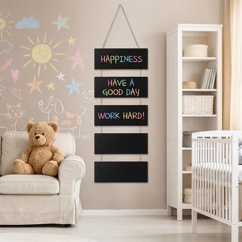 2Set Hanging Chalkboard Sign Double Sided Rustic Chalkboards Hanging Signs Chalkboard Signs Rectangle Message Memo Display with Rope Wooden Erasable Message Board for Wedding Kitchen Bar in Saudi Arabia