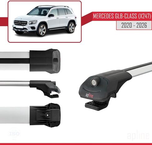 Compatible with Mercedes GLB-Class (X247) 2019-2026 ACE-1 Model Car Roof Rack Cross Bar Gray Aluminium 2 Bars in Saudi Arabia