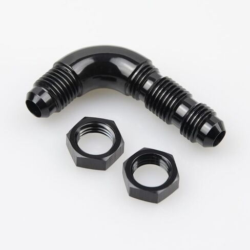 90 Degree -8 AN to -8AN One Piece Full Flow Male Flare Bulkhead Union Fuel Fitting with AN8 Bulkhead Nut Aluminum Black in Saudi Arabia