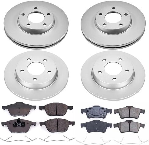 PowerStop Front and Rear Brake Kit for Mazda 3 2004-05 - Fully-Coated Disc Rotors with Z17 Ceramic Brake Pads Replacement, CRK122 in Kuwait