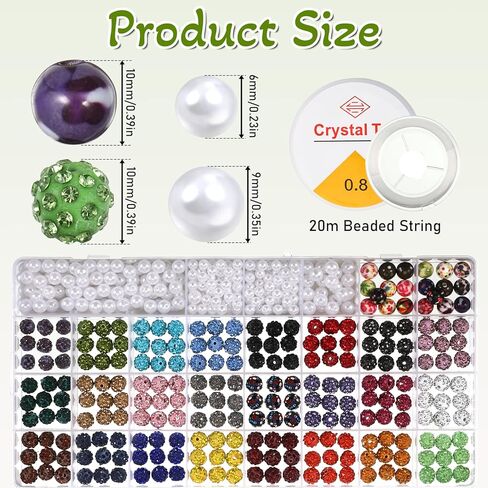 692pcs 24 Colors Jewelry Making Beads Set, Pave Disco Ball Beads, Round Mixed Color Rhinestone Clay Bead with Pearl and Floral Bead and Beaded Thread for DIY Jewelry Making(Multiple Sizes) in Saudi Arabia