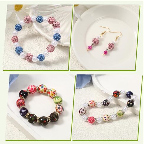 692pcs 24 Colors Jewelry Making Beads Set, Pave Disco Ball Beads, Round Mixed Color Rhinestone Clay Bead with Pearl and Floral Bead and Beaded Thread for DIY Jewelry Making(Multiple Sizes) in Saudi Arabia