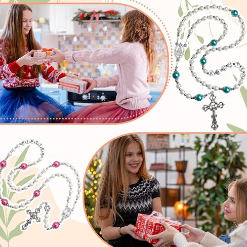 1248 Pcs Rosary Making Kit, Christian DIY Jewelry Making Supplies Catholic Rosary Beads Bulk with Crucifix Cross Pendants, Glass Pearl Beads and Jump Rings for Easter, Holiday Gift for Adults in Kuwait