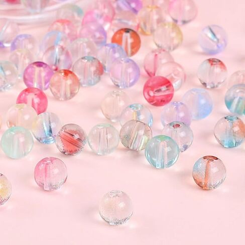 250PCS of 8mm Crystal Beads for Jewelry Making, Glass Beads for Jewelry Making, Glass Bead Kit, Bracelet-Making Kit with 0.3in Bead & 157in Elastic Cord for Earrings Necklace Crafts in Kuwait