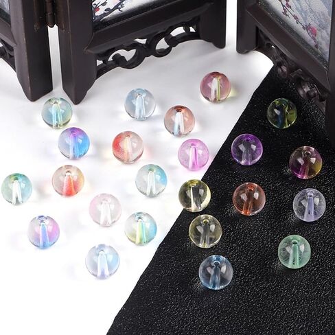 250PCS of 8mm Crystal Beads for Jewelry Making, Glass Beads for Jewelry Making, Glass Bead Kit, Bracelet-Making Kit with 0.3in Bead & 157in Elastic Cord for Earrings Necklace Crafts in Kuwait