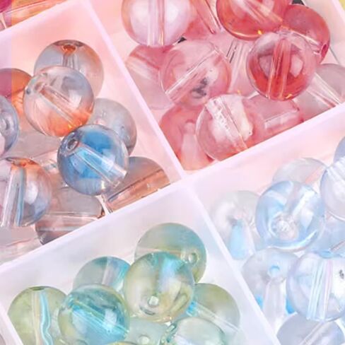 250PCS of 8mm Crystal Beads for Jewelry Making, Glass Beads for Jewelry Making, Glass Bead Kit, Bracelet-Making Kit with 0.3in Bead & 157in Elastic Cord for Earrings Necklace Crafts in Kuwait