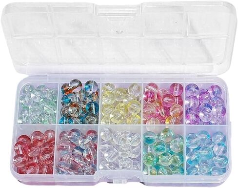 250PCS of 8mm Crystal Beads for Jewelry Making, Glass Beads for Jewelry Making, Glass Bead Kit, Bracelet-Making Kit with 0.3in Bead & 157in Elastic Cord for Earrings Necklace Crafts in Kuwait