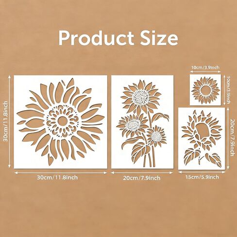 20 Pcs Sunflower Painting Stencils Reusable Plastic Sunflower Stencils Templates for Crafts DIY Wall Canvas Notebook Knit Card Wood in Kuwait