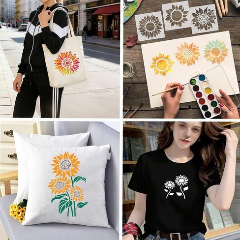 20 Pcs Sunflower Painting Stencils Reusable Plastic Sunflower Stencils Templates for Crafts DIY Wall Canvas Notebook Knit Card Wood in Kuwait