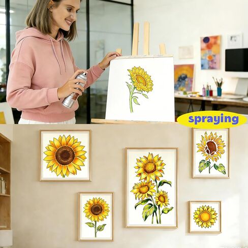 20 Pcs Sunflower Painting Stencils Reusable Plastic Sunflower Stencils Templates for Crafts DIY Wall Canvas Notebook Knit Card Wood in Kuwait