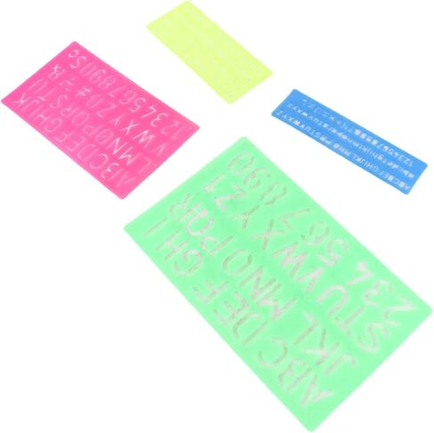 4 Pieces Letter Number Stencils, Reusable PP Plastic Templates with Translucent Design for Learning Painting Scrapbooking Crafts in Kuwait
