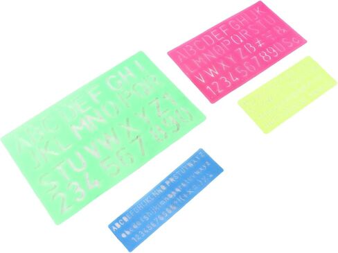 4 Pieces Letter Number Stencils, Reusable PP Plastic Templates with Translucent Design for Learning Painting Scrapbooking Crafts in Kuwait
