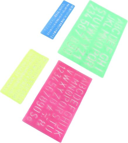 4 Pieces Letter Number Stencils, Reusable PP Plastic Templates with Translucent Design for Learning Painting Scrapbooking Crafts in Kuwait