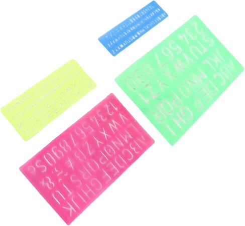 4 Pieces Letter Number Stencils, Reusable PP Plastic Templates with Translucent Design for Learning Painting Scrapbooking Crafts in Kuwait