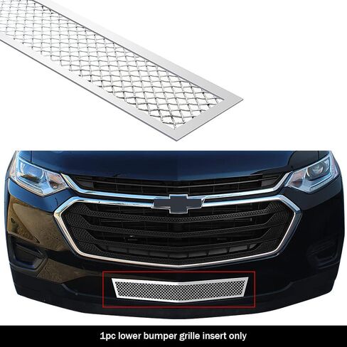APS Compatible with Chevy Traverse 2018-2021 Lower Bumper Stainless Steel Chrome Mesh Front Grill Grille Insert C75194T in Kuwait