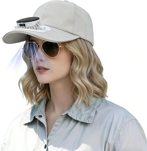 Solar Power Fan Hat for Men & Women - Unisex UPF50+ Waterproof Adjustable Cap, Detachable Cooling Fan in Saudi Arabia