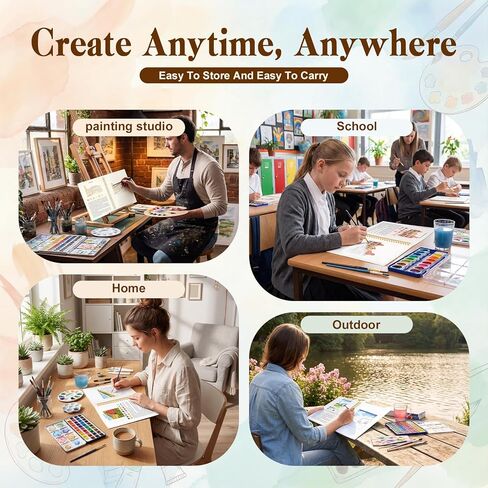 Watercolor Workbook for Adults, Beginner Friendly Water Coloring Book 12 Different Scenery Patterns Sketch Illustration Water Color Painting Book for Art Practice Gift in Saudi Arabia