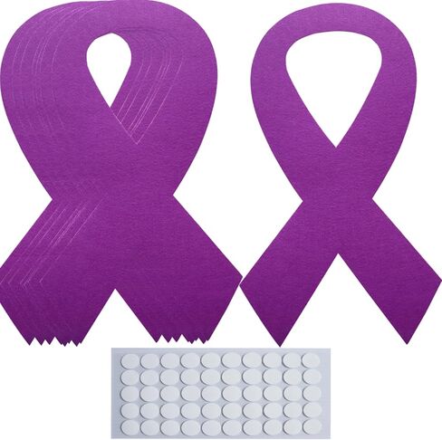 10PCS Large Pink Ribbon Felt Cutout with Glue Dots - 7x12.6 Inch Breast Cancer Awareness Decorations, Fabric Awareness Ribbon for Fundraising Events in Kuwait