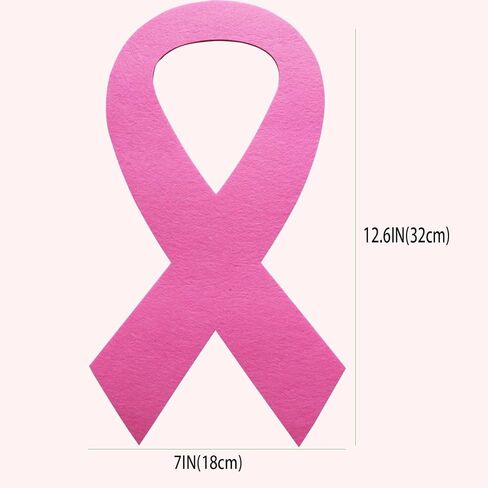 10PCS Large Pink Ribbon Felt Cutout with Glue Dots - 7x12.6 Inch Breast Cancer Awareness Decorations, Fabric Awareness Ribbon for Fundraising Events in Kuwait