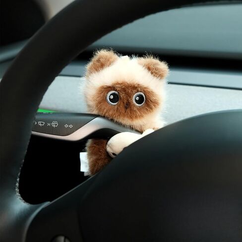 Car Gear Shift Cover - Cute Plush Cat for Electric Vehicle Steering Column Shift Guard Decoration Kawaii Auto Interior Ornament (Black Cat) in Kuwait