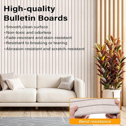 Large Felt Bulletin Board，47.2" x 35.4" 12 Pack Cork Board Alternative for Walls,Felt Wall Tiles for Office & Home Decor,Pin Board with 30 Pcs Pushpins and 72 Adhesive Tabs-Oatmeal in Saudi Arabia