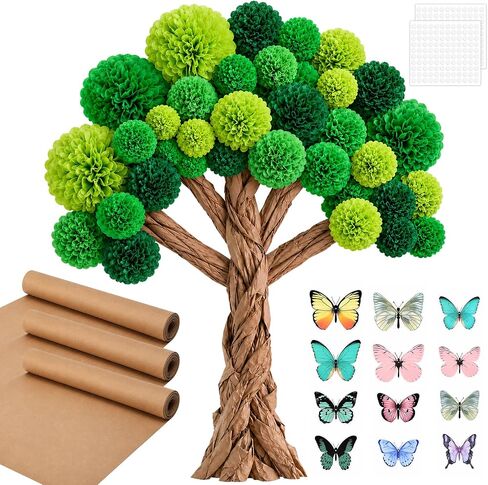 3D Classroom Tree Bulletin Board Set, 3 Roll 32.8Ft Large Kraft Craft Cardboard Tree with Artificial Butterfly, Back to School Bulletin Board Decorations for DIY School Chalkboards Room Wall Decor in Saudi Arabia