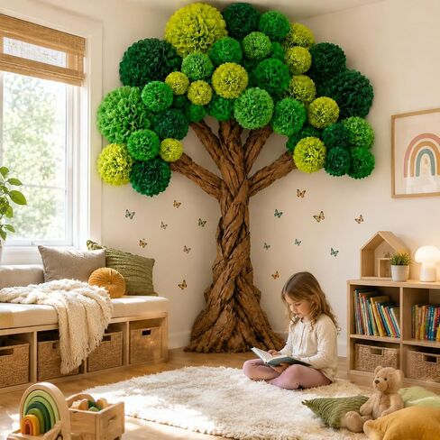 3D Classroom Tree Bulletin Board Set, 3 Roll 32.8Ft Large Kraft Craft Cardboard Tree with Artificial Butterfly, Back to School Bulletin Board Decorations for DIY School Chalkboards Room Wall Decor in Saudi Arabia