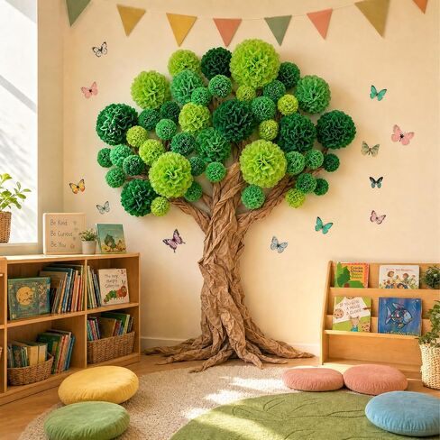 3D Classroom Tree Bulletin Board Set, 3 Roll 32.8Ft Large Kraft Craft Cardboard Tree with Artificial Butterfly, Back to School Bulletin Board Decorations for DIY School Chalkboards Room Wall Decor in Saudi Arabia