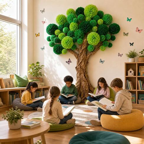 3D Classroom Tree Bulletin Board Set, 3 Roll 32.8Ft Large Kraft Craft Cardboard Tree with Artificial Butterfly, Back to School Bulletin Board Decorations for DIY School Chalkboards Room Wall Decor in Saudi Arabia